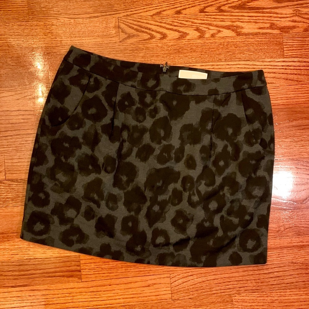 Michael Kors Black and Grey Cheetah Skirt